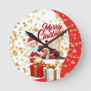 Reloj Redondo Mediano Cool Santa Claus Vacaciones en Navidad 🎅