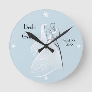 Reloj Redondo Mediano Coordinación retra azul de los bailarines del boda