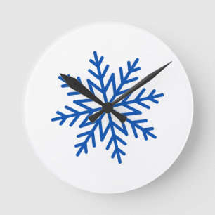 Reloj Redondo Mediano Copo de nieve azul grande
