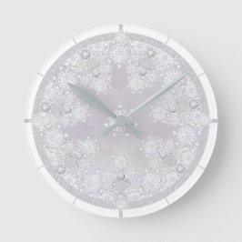 Reloj Redondo Mediano Copo de nieve blanco