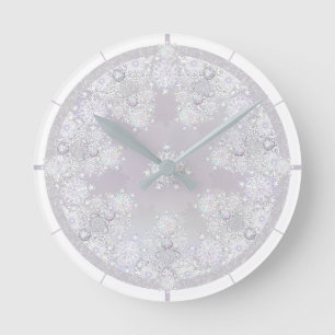 Reloj Redondo Mediano Copo de nieve blanco