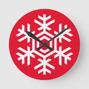 Reloj Redondo Mediano Copo de nieve blanco