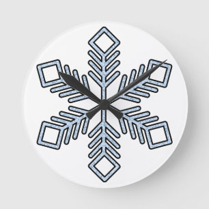 Reloj Redondo Mediano Copo de Nieve Brillante - Ramas Azul Bebé