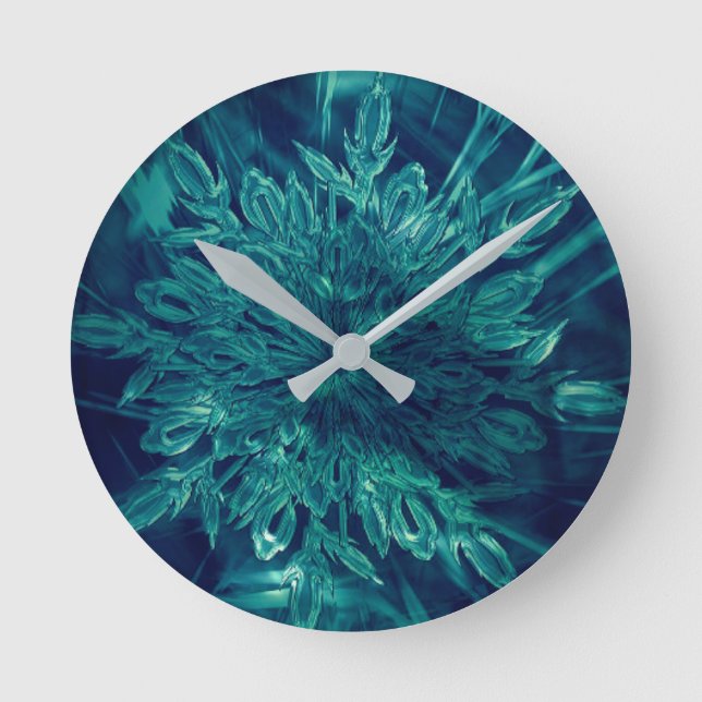 Reloj Redondo Mediano Copo de nieve helado de invierno (Anverso)