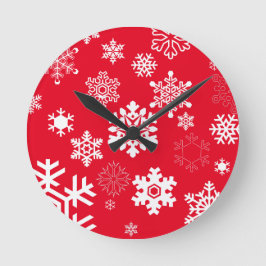 Reloj Redondo Mediano Copos de nieve blancos - Color del fondo del Perso