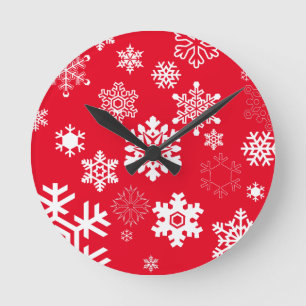 Reloj Redondo Mediano Copos de nieve blancos - Color del fondo del Perso