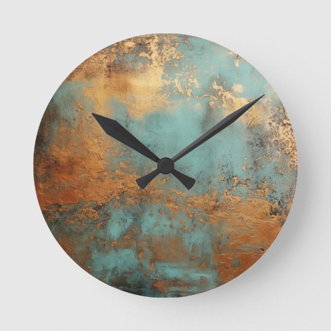 Reloj Redondo Mediano Copper Patina Rustic (Anverso)