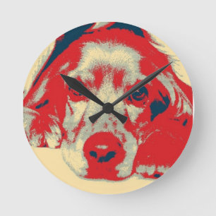 Reloj Redondo Mediano Coquetón inglés, perro, cachorro