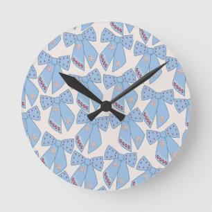 Reloj Redondo Mediano Coquette Blue Bows