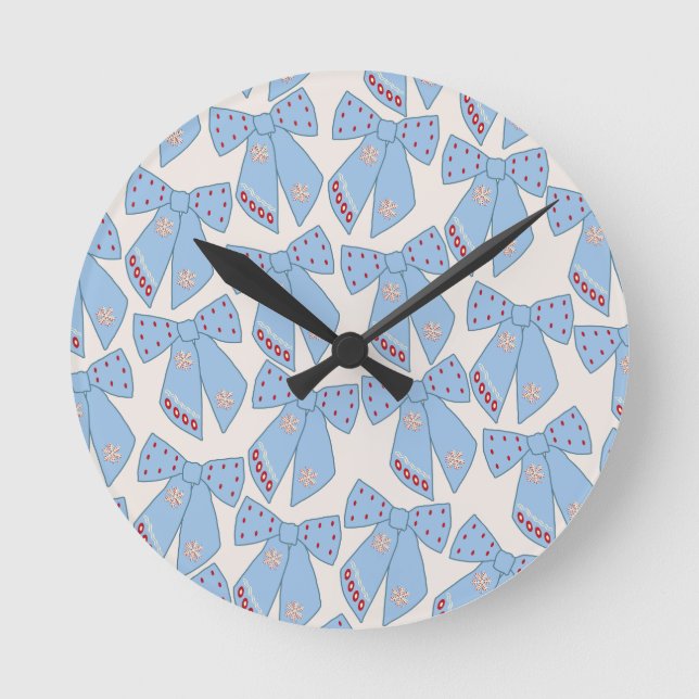 Reloj Redondo Mediano Coquette Blue Bows (Anverso)