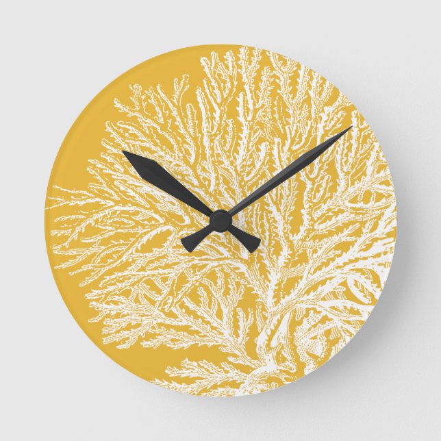 Reloj Redondo Mediano Coral amarillo y blanco (Anverso)