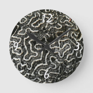 Reloj Redondo Mediano Coral blanco y negro II Resumen Foto de la natural