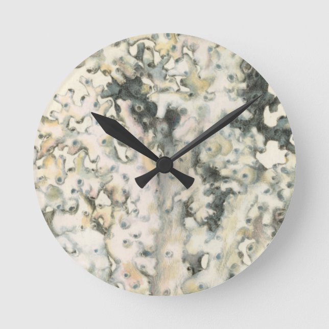 Reloj Redondo Mediano Coral de acuarela antigua (Anverso)