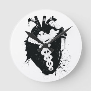 Reloj Redondo Mediano corazón anatómico caduceus