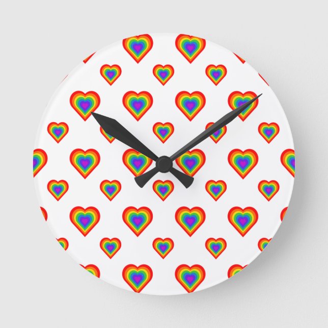 Reloj Redondo Mediano Corazón arcoiris (Anverso)