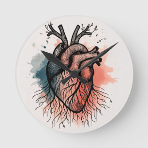 Reloj Redondo Mediano Corazón con raíces - Tiempo mínimo con significado