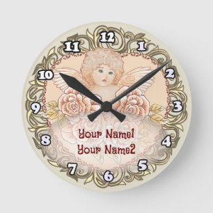 Reloj Redondo Mediano Corazón de Ángel Querubín