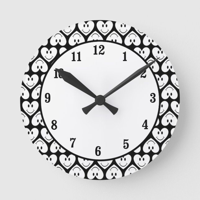 Reloj Redondo Mediano Corazón de cara feliz (Anverso)