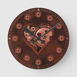 Reloj Redondo Mediano Corazón de Engranajes Steampunk