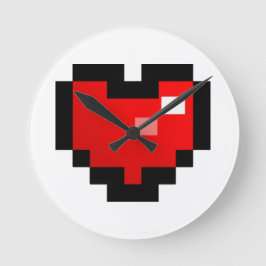 RELOJ REDONDO MEDIANO CORAZÓN DE PÍXEL