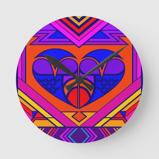 Reloj Redondo Mediano Corazón de San Valentín Art Déco (Anverso)