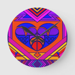 Reloj Redondo Mediano Corazón de San Valentín Art Déco