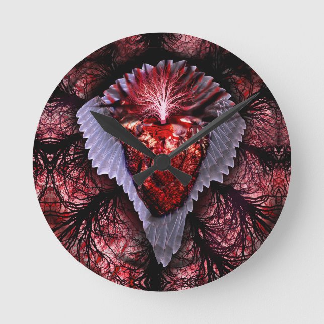 Reloj Redondo Mediano Corazón en llamas (Anverso)