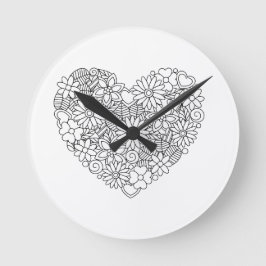 Reloj Redondo Mediano Corazón floral
