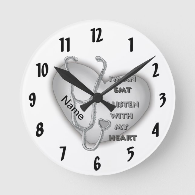 Reloj Redondo Mediano Corazón Gris EMT (Anverso)