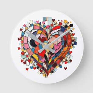 Reloj Redondo Mediano Corazón Mosaico de Amor