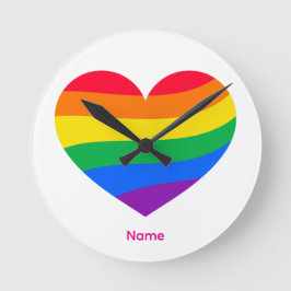 Reloj Redondo Mediano Corazón Retro Arcoíris - Arte Abstracto Colorido y