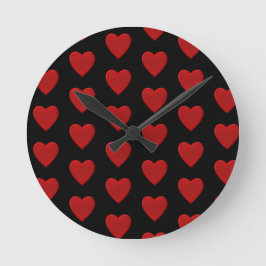 Reloj Redondo Mediano Corazón Rojo