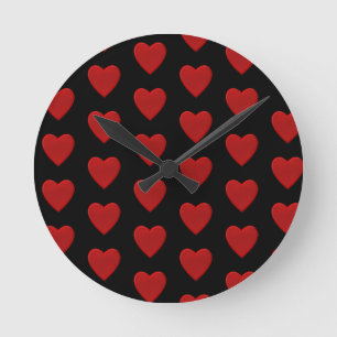 Reloj Redondo Mediano Corazón Rojo