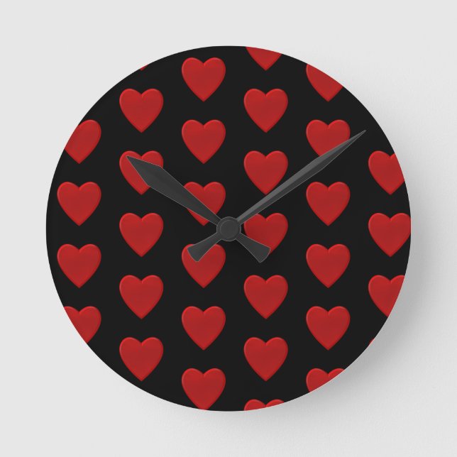 Reloj Redondo Mediano Corazón Rojo (Anverso)