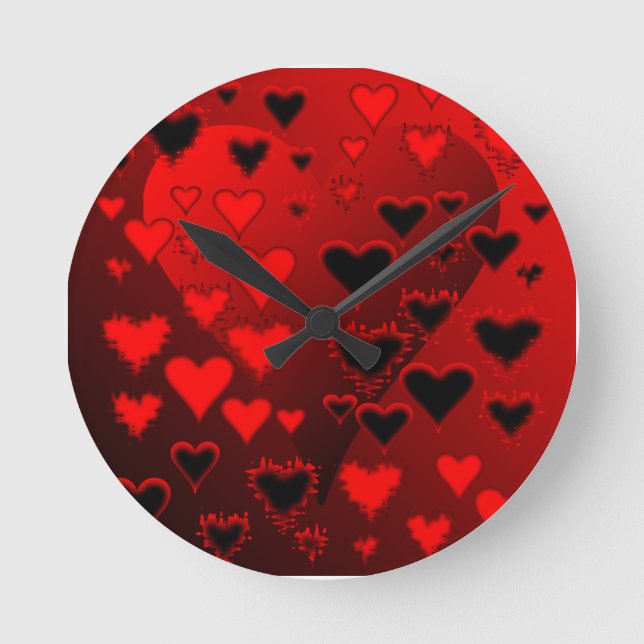 Reloj Redondo Mediano Corazones (Anverso)