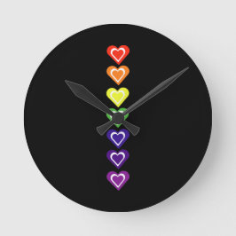 Reloj Redondo Mediano Corazones arcoíris