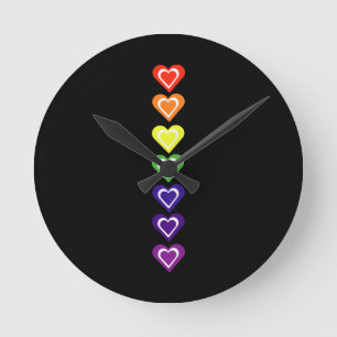Reloj Redondo Mediano Corazones arcoíris