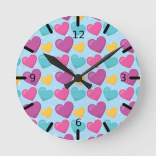 Reloj Redondo Mediano Corazones coloridos -
