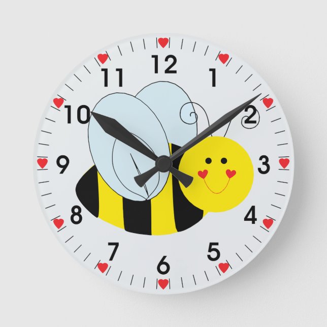 Reloj Redondo Mediano Corazones de abejas (Anverso)