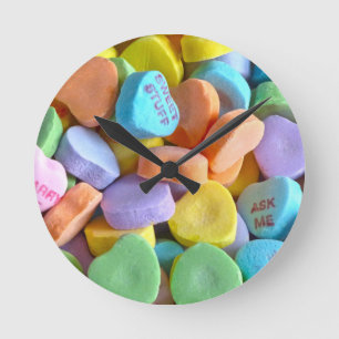 Reloj Redondo Mediano Corazones de caramelo coloridos