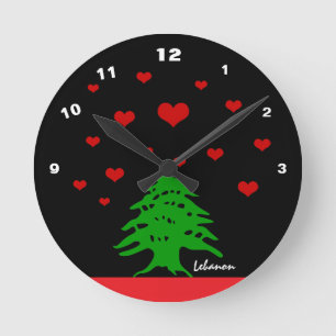 Reloj Redondo Mediano Corazones del Líbano y la moda de la bandera liban