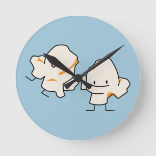 Reloj Redondo Mediano Corazones felices de las palomitas haciendo