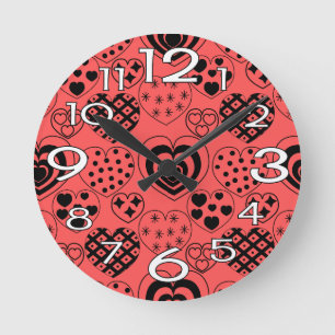 Reloj Redondo Mediano Corazones repetitivos
