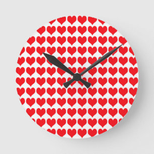 Reloj Redondo Mediano Corazones rojos