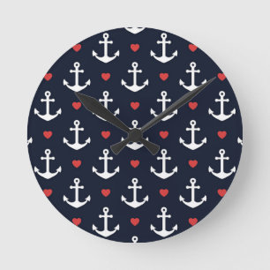 Reloj Redondo Mediano Corazones y modelo de las anclas