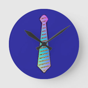 Reloj Redondo Mediano Corbata de Arcoíris Azul Decoración para el Hogar 