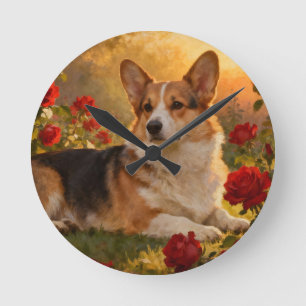 Reloj Redondo Mediano Corgi entre las Rosas VI