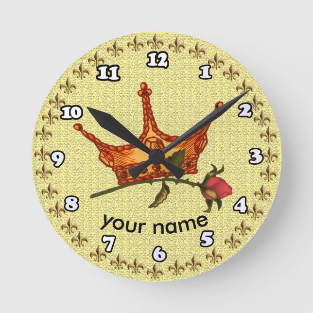 Reloj Redondo Mediano Corona Rosa (Anverso)