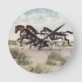 Reloj Redondo Mediano Corre como el viento - Galloping Paint Horses Cloc