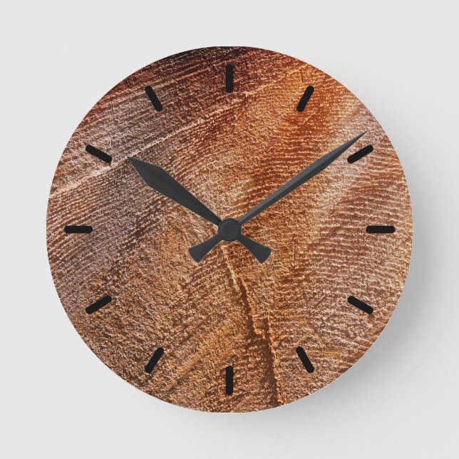 Reloj Redondo Mediano Cortar el grano de madera de tronco (Anverso)
